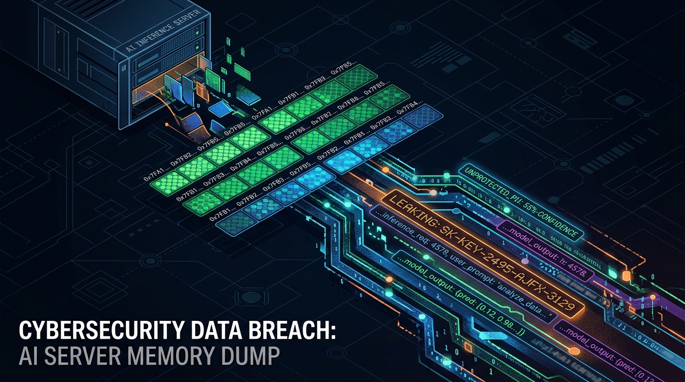 AI server memory dump visualization showing data exposure from Ollama inference server